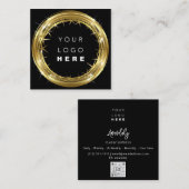 QRコードロゴ白黒金ゴールドオンラインショップ スクエア名刺 (正面/裏面)