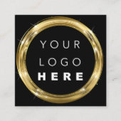 QRコードロゴ白黒金ゴールド美容院グラム スクエア名刺 (正面)