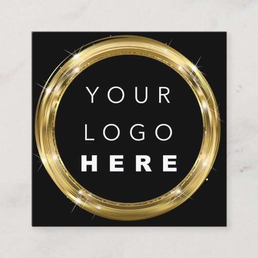 QRコードロゴ白黒金ゴールド美容院グラム スクエア名刺 (正面)