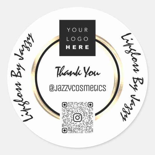 QRコードロゴ白黒 ラウンドシール (正面)