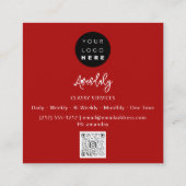 QRコードロゴ赤黒ミニマリズム スクエア名刺 (裏面)