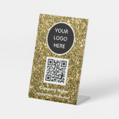 QRコードロゴ金ゴールドグリッターBusiness Scan Me Webサイト 台座サイン (正面)