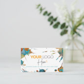 QRコードロゴ金ゴールドターコイズ水彩(ばちゃばちゃ)跳ねる 名刺 (スタンド正面)