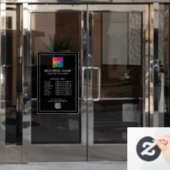 QRコードロゴ開館時間ミニマルシンプルリスト ウィンドウサイン (オフィスドア)