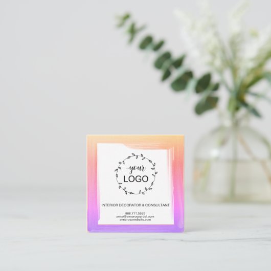 *~* QRコードロゴ – ソーシャルメディアアイコンのはっきりした色 スクエア名刺 (スタンド正面)