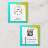 *~* QRコードロゴ – ソーシャルメディアアイコンはっきりした色 スクエア名刺 (正面/裏面)