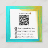 *~* QRコードロゴ – ソーシャルメディアアイコンはっきりした色 スクエア名刺 (裏面)