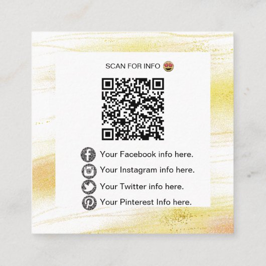 *~* qrコードロゴ-ソーシャルメディアアイコン金ゴールド塵 スクエア名刺 (裏面)