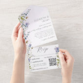 QRコードロマンチックなワイルドフラワー オールインワン招待状 (貼ってはがせる)