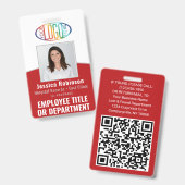 QRコードロ企業のゴ従業員の写真ID赤 バッジ (Front & Back)