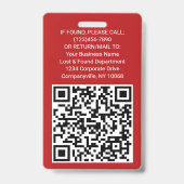 QRコードロ企業のゴ従業員の写真ID赤 バッジ (Back)