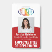 QRコードロ企業のゴ従業員の写真ID赤 バッジ (Front)