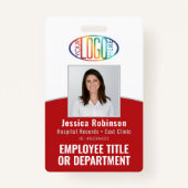 QRコードロ企業のゴ従業員の写真ID赤 バッジ (正面)