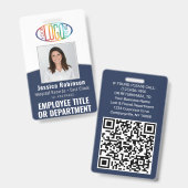 QRコードロ企業のゴ従業員フォトネイビーブルー バッジ (Front & Back)