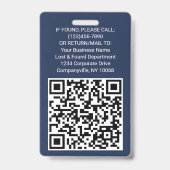 QRコードロ企業のゴ従業員フォトネイビーブルー バッジ (Back)
