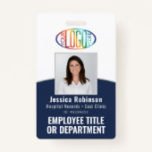 QRコードロ企業のゴ従業員フォトネイビーブルー バッジ (正面)