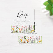 QRコードワイルドフラワーウェディングRSVPカード (デスク)