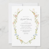 QRコードワイルドフラワーウォーターカラーガーデンブライダルシャワー 招待状 (正面)