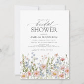 QRコードワイルドフラワーガーデンブライダルシャワー 招待状 (正面)