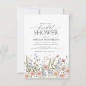 QRコードワイルドフラワーガーデンブライダルシャワー 招待状 (正面)