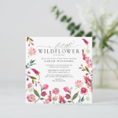 QRコードワイルドフラワーピンク水色シャワー 招待状 (スタンド正面)