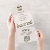 QRコードワイルドフラワーボタニカル庭園の結婚式 オールインワン招待状 (貼ってはがせる)