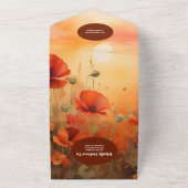 QRコードワイルドフラワーポピーモダンミニマ結婚リスト オールインワン招待状 (外側)