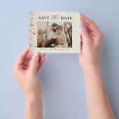 QRコードワイルドフラワー日付の結婚保存 チラシ (手)