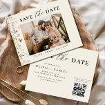 QRコードワイルドフラワー日付の結婚保存 チラシ<br><div class="desc">QRコードワイルドフラワーフローラ結婚式で特別な日を発表する日付を保存！美しい野花デザインを特徴としエレガントて、素朴な魅力と便利さを融合しモダンている。付属のQRコードは、詳細およびRSVPへの簡単アクセスのため結婚、お客様のウェブサイトにゲストを誘導する。素材高品質で作られスタイリッシュて機能性。永続的な印象を作り、あなたの愛する人々が知られ、この情報と興奮をユニーク確保し魅力的て、日付カードを保存する。</div>