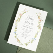 QRコードワイルドフラワー男女兼用ベビーシャワー 招待状