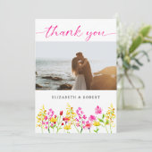 QRコードワイルドフラワー結婚のフローラスクリプト春 サンキューカード (スタンド正面)