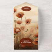 QRコードワイルドフラワー結婚の素朴フローラ オールインワン招待状 (外側)