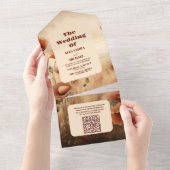 QRコードワイルドフラワー結婚の素朴フローラ オールインワン招待状 (貼ってはがせる)