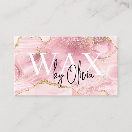 QRコードワックススペシャリストエステティシャンアゲートピンク 名刺 (正面)