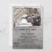 QRコードヴィンテージトレイン退職パーティー 招待状 (正面)