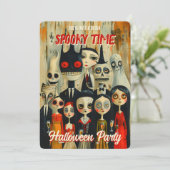 QRコードヴィンテージハロウィン不気味キャラクター 招待状 (スタンド正面)