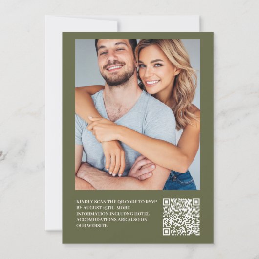 QRコードヴィンテージフローラ結婚アールヌーボー 招待状 (裏面)