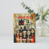 QRコードヴィンテージ不気味ハロウィーン招待状 ポストカード (スタンド正面)