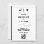 Qrコードヴィンテージ白黒結婚ズ 招待状 (正面)