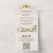 QRコードヴィンテージ神秘結婚植物学 オールインワン招待状 (内側)