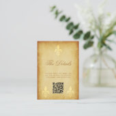 QRコードヴィンテージ金ゴールドフランスの(紋章の)フラ・ダ・リ詳細 エンクロージャーカード (スタンド正面)