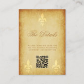 QRコードヴィンテージ金ゴールドフランスの(紋章の)フラ・ダ・リ詳細 エンクロージャーカード (正面)