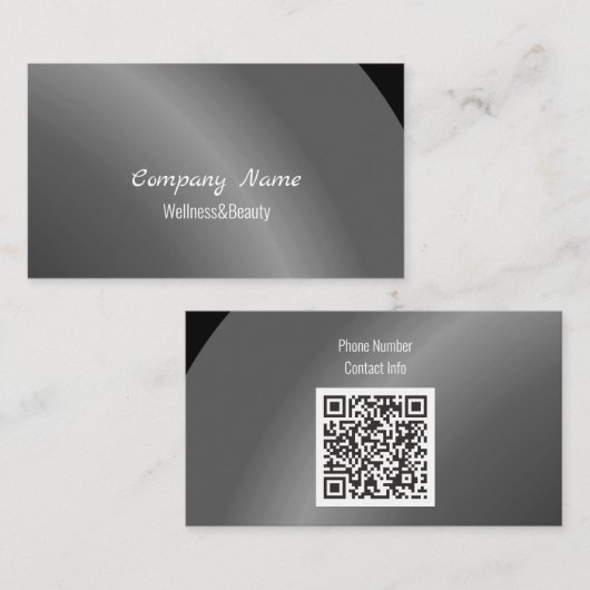 Qrコード中程度の黒いニートモダンシェード 名刺 (正面/裏面)