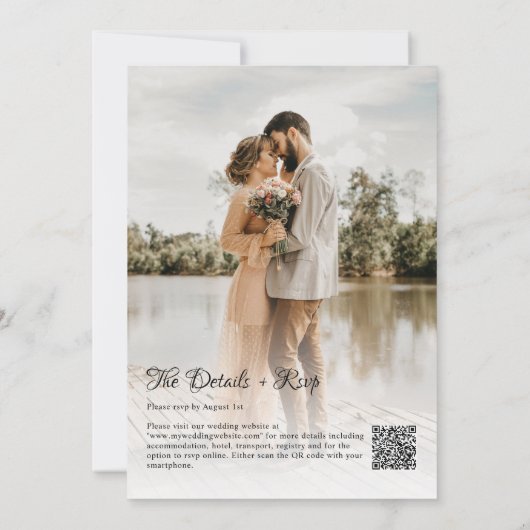 QRコード予算オーバーレイ2フォトスクリプト結婚ズ 招待状 (裏面)