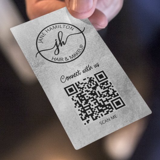QRコード事業ロゴ銀名刺 名刺