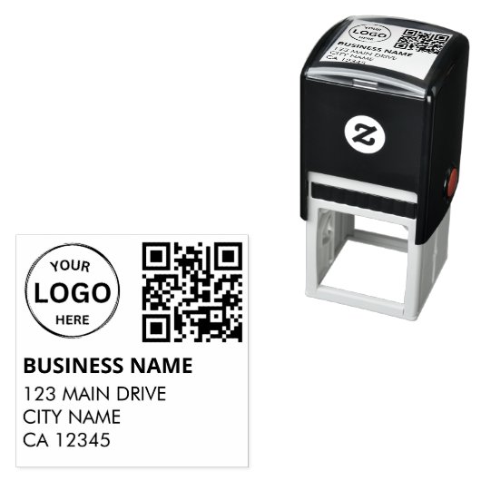 QRコード事業差出人住所プロフェッショナルロゴ セルフインキングスタンプ (インサイチュ)