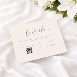 QRコード付きのエレガントな結婚式詳細カード 招待状