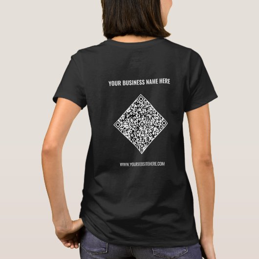QRコード付きのカスタムビジネスTシャツ例 Tシャツ (裏面)