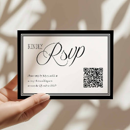 QRコード付きのモダンな結婚式出欠確認カード 出欠カード