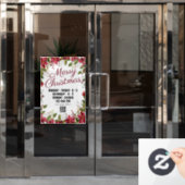 QRコード付きの休日シーズンの店舗の看板。 ウィンドウサイン (オフィスドア)